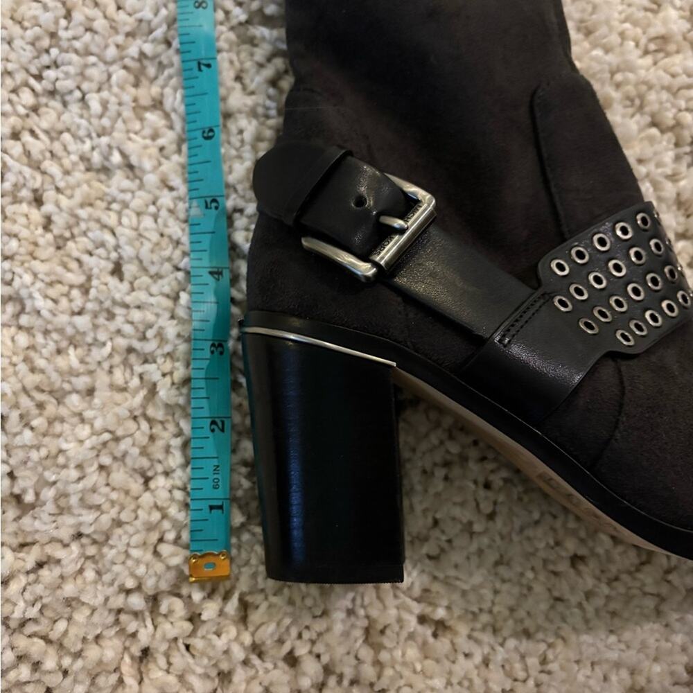 Michael Kors Stretch Suede Nadine Charcoal Tall Heeled Boots Size 6 - Picture 11 of 13